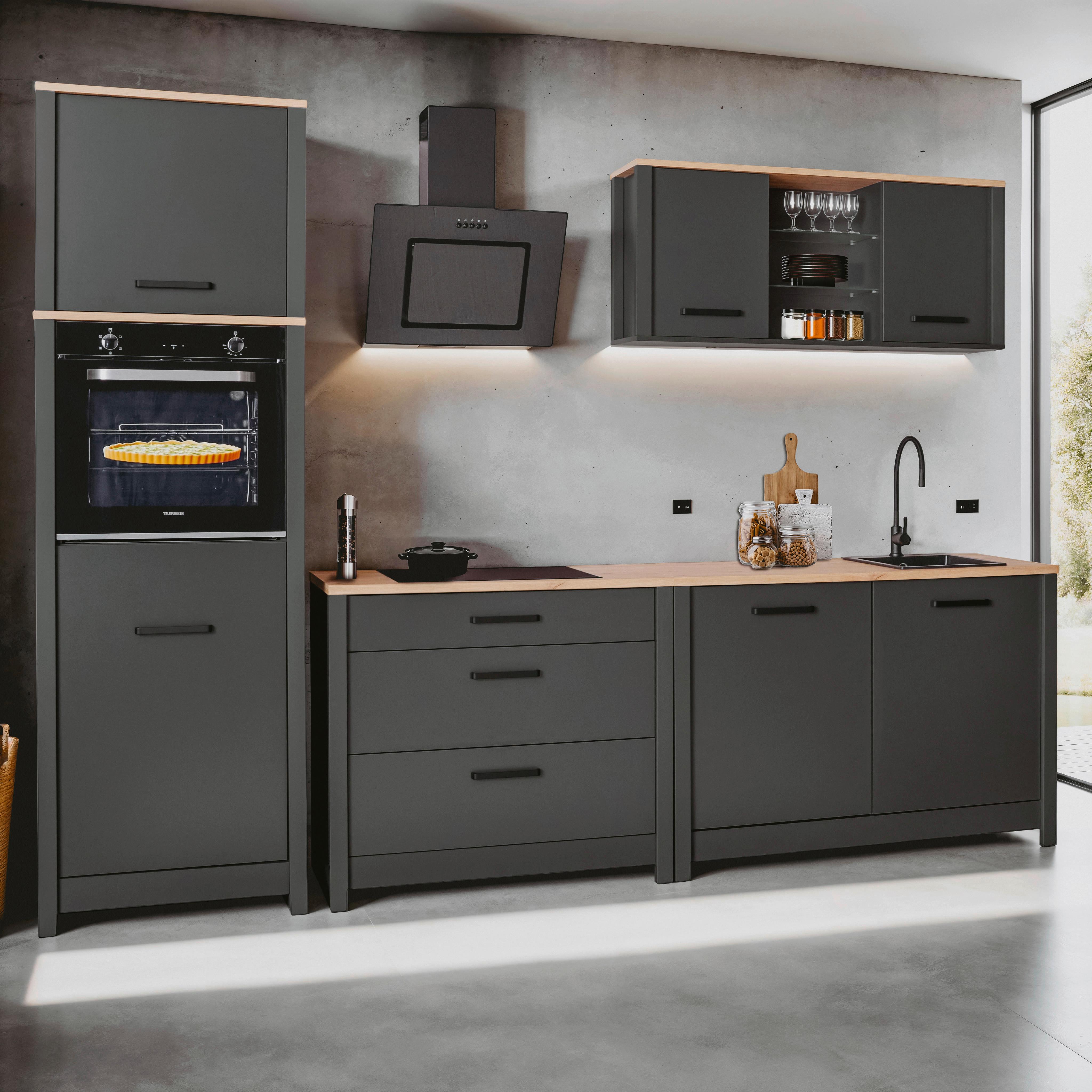 Aufsatzschrank Venet, Anthrazit/Artisan Eiche - Anthrazit/Schwarz, ROMANTIK / LANDHAUS, Holzwerkstoff/Metall (70/60,5/60cm) - Mömax