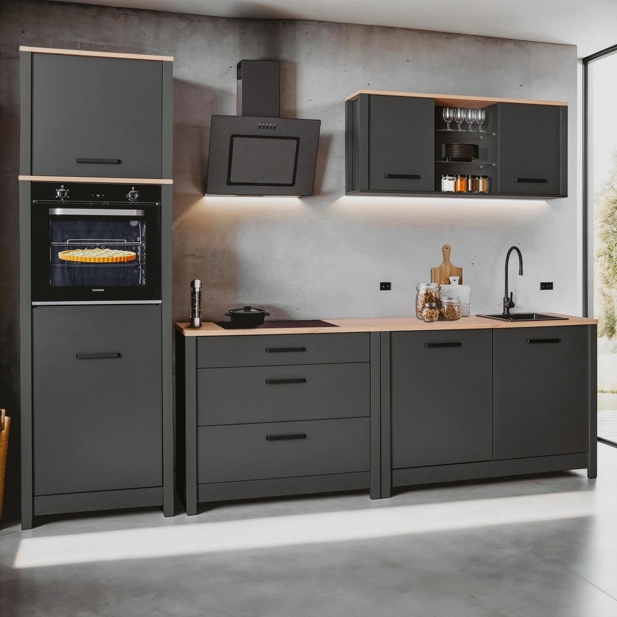 Aufsatzschrank Venet, Anthrazit/Artisan Eiche - Anthrazit/Schwarz, ROMANTIK / LANDHAUS, Holzwerkstoff/Metall (70/60,5/60cm) - Mömax