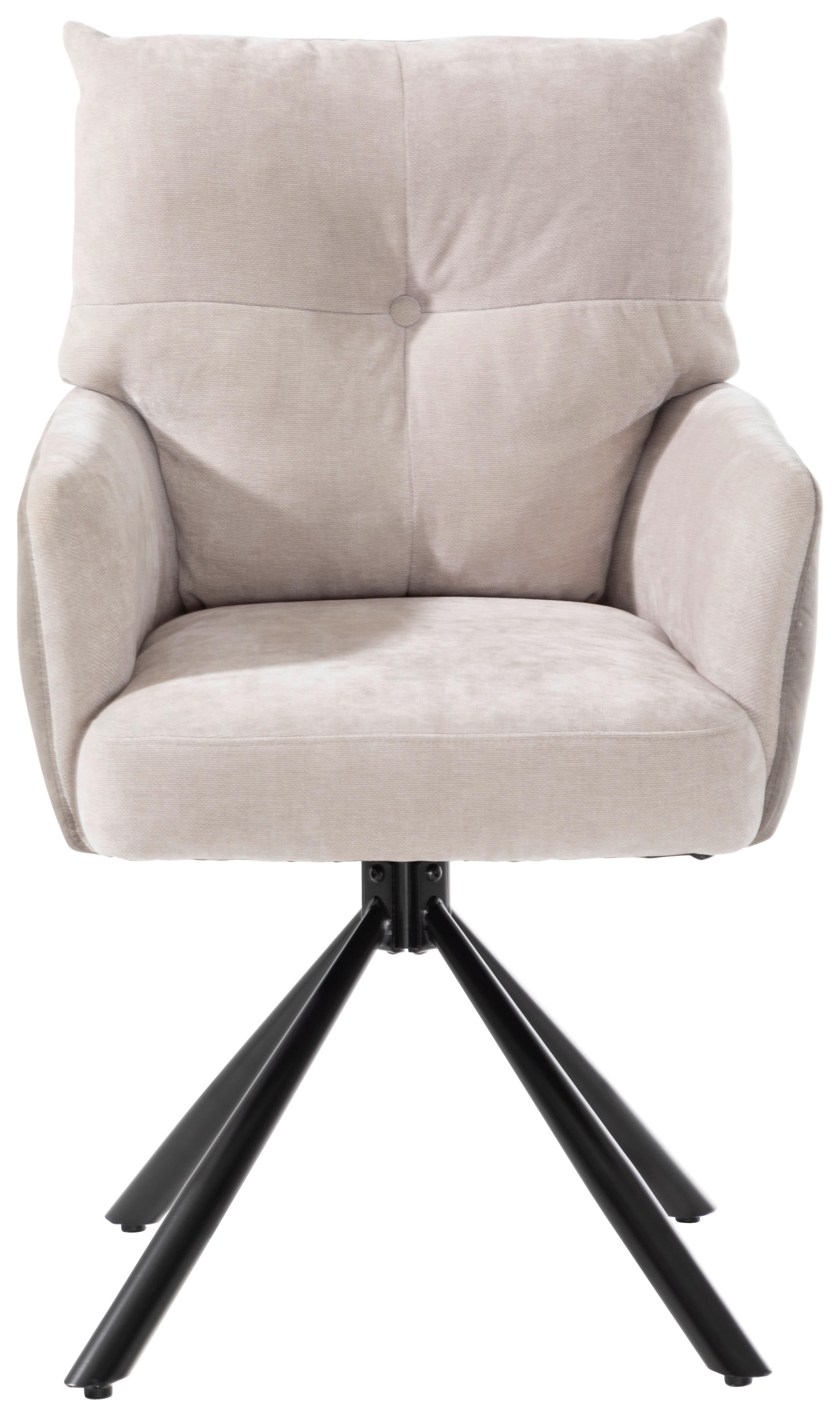 Armlehnstuhl Sophie Beige - Beige/Schwarz, Modern, Textil/Metall (60/93/67cm) - Premium Living
