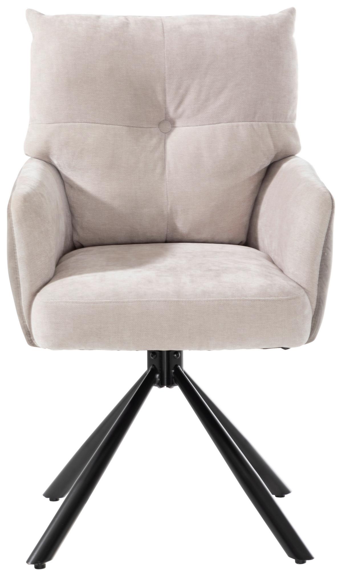 Armlehnstuhl Sophie Beige - Beige/Schwarz, Modern, Textil/Metall (60/93/67cm) - Premium Living