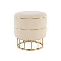 HOCKER Hocker rund in Beige - Beige/Goldfarben, Basics, Holzwerkstoff/Kunststoff (37,5/41/37,5cm) - Kayoom