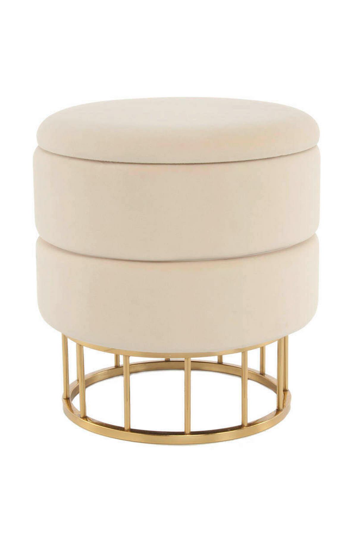 HOCKER Hocker rund in Beige - Beige/Goldfarben, Basics, Holzwerkstoff/Kunststoff (37,5/41/37,5cm) - Kayoom