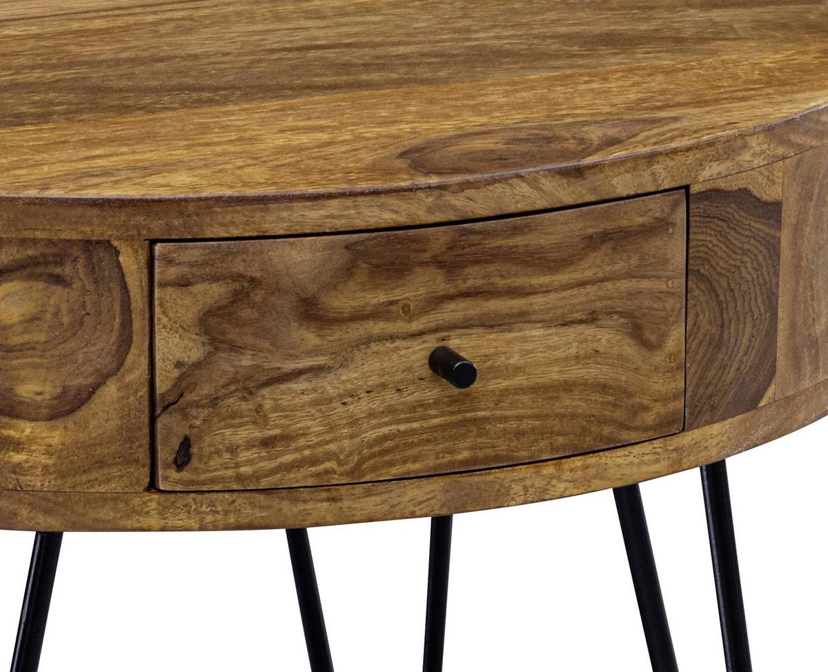 Couchtisch mit Laden ca. 60x44,5 cm Sheesham - Sheeshamfarben/Schwarz, MODERN, Holz/Metall (60/60/44,5cm) - MID.YOU