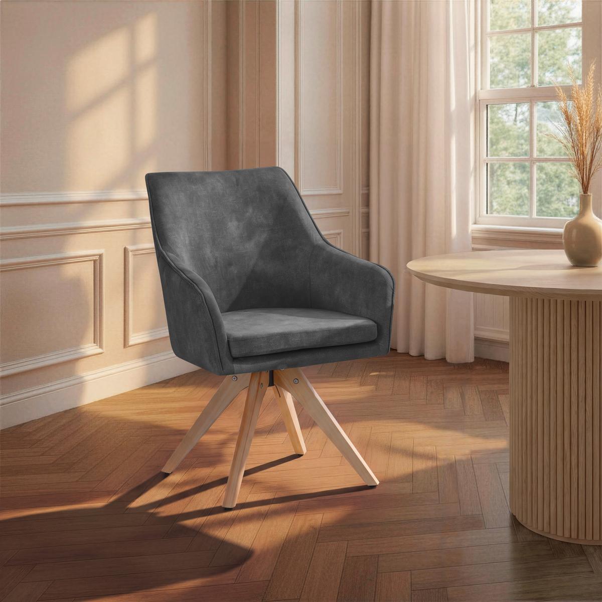 Naslanjač Lisa, Črna - siva/črna, Konvencionalno, tekstil/les (62/83/63cm)
