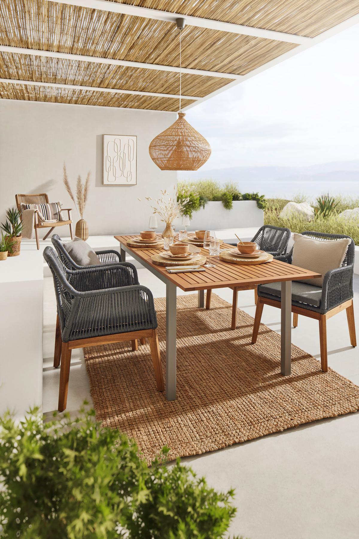 Kerti Szék Finn - tíkfa színű/szürke, Modern, fa/fém (64/87/65cm) - Mömax