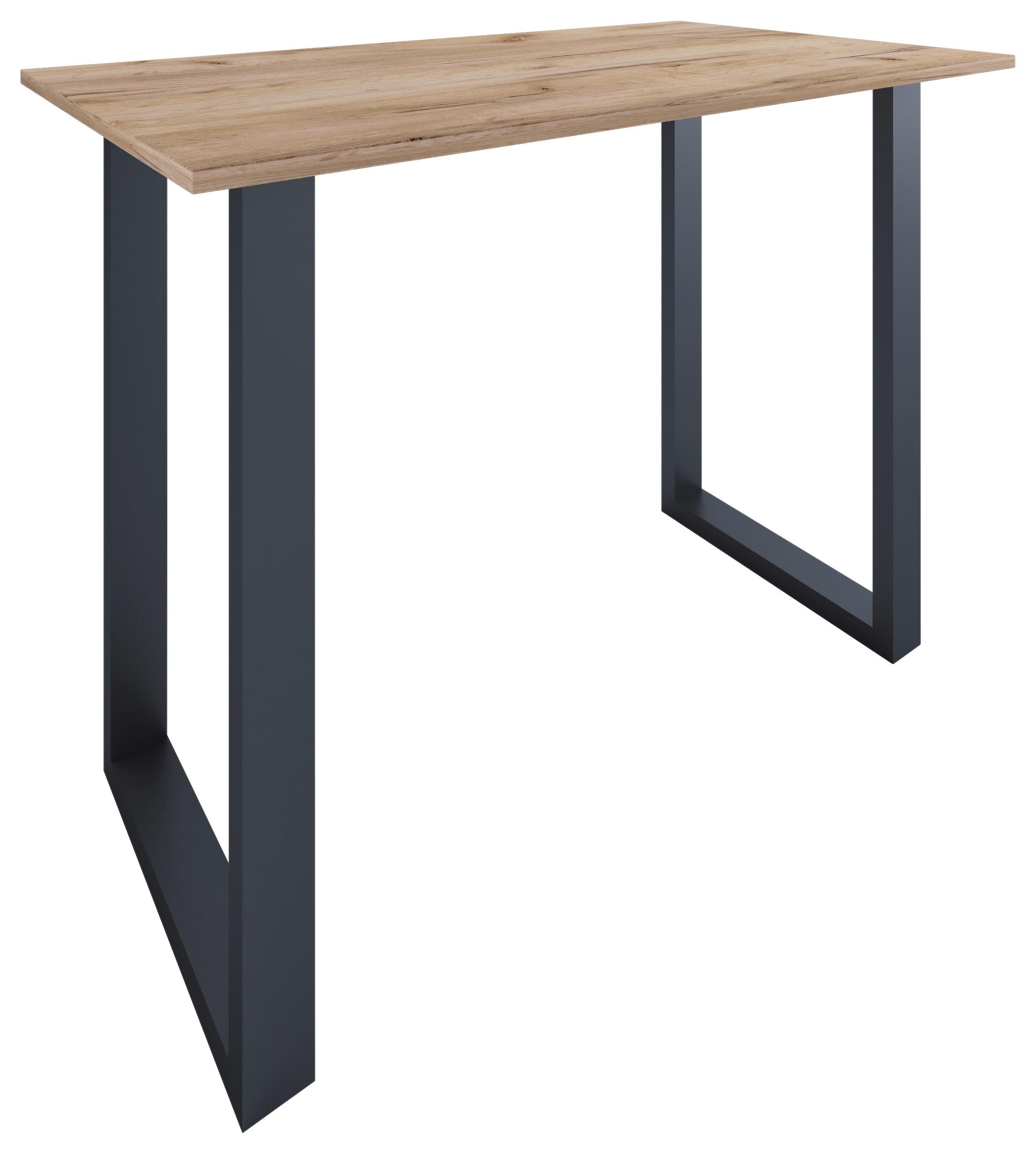 Bartisch XONA Schwarz/ Eiche ca.140x102x80cm - Honigeiche/Silberfarben, KONVENTIONELL, Holzwerkstoff/Metall (140/80/102cm)