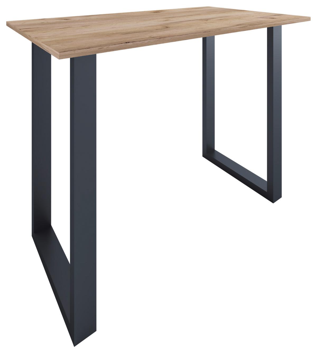 Bartisch XONA Schwarz/ Eiche ca.140x102x80cm - Honigeiche/Silberfarben, KONVENTIONELL, Holzwerkstoff/Metall (140/80/102cm)