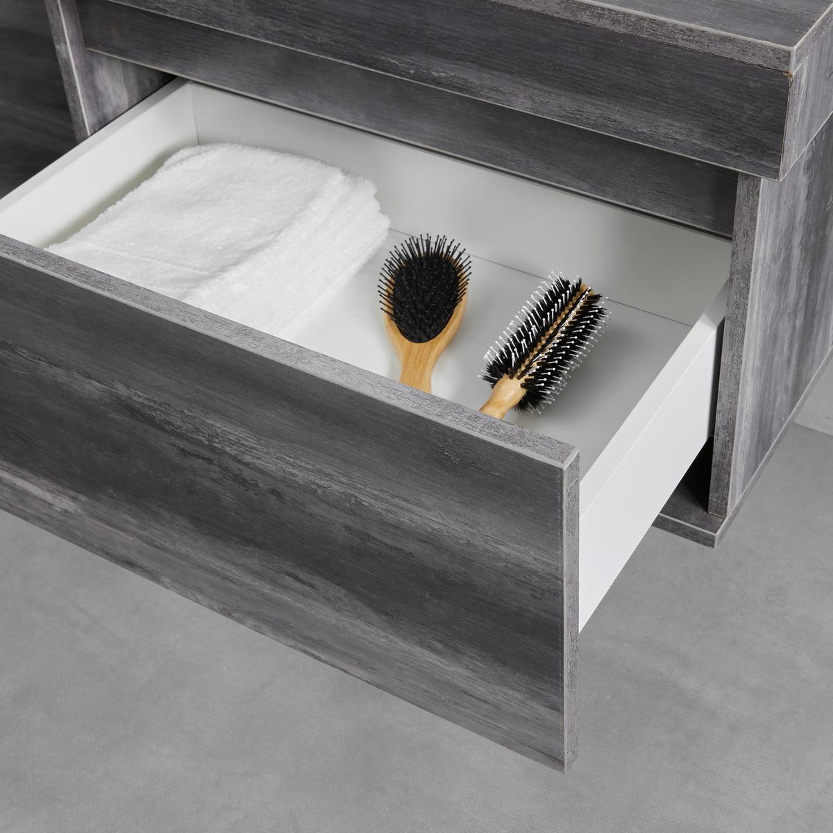 SZAFKA Z UMYWALKĄ JON - naturalny/biały, Modern, materiał drewnopochodny/tworzywo sztuczne - Bessagi Home