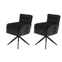 ARMLEHNSTUHL-SET LEANDRA S 2ER-SET - Anthrazit/Schwarz, MODERN, Textil/Metall (63/92/69cm) - MID.YOU