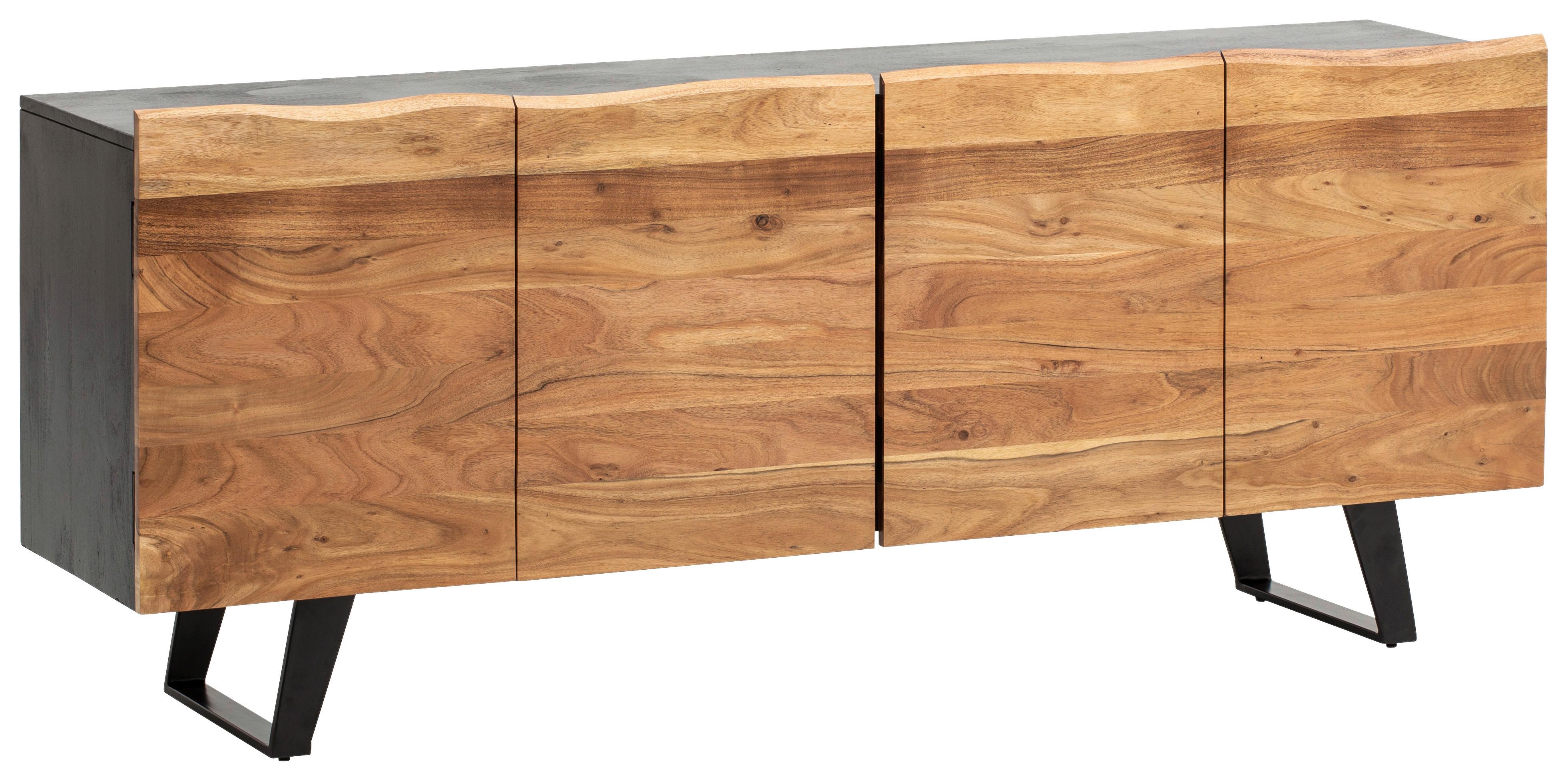 Sideboard Wl7.057 - Schwarz/Akaziefarben, Design, Holz/Metall (180/75/45cm) - MID.YOU