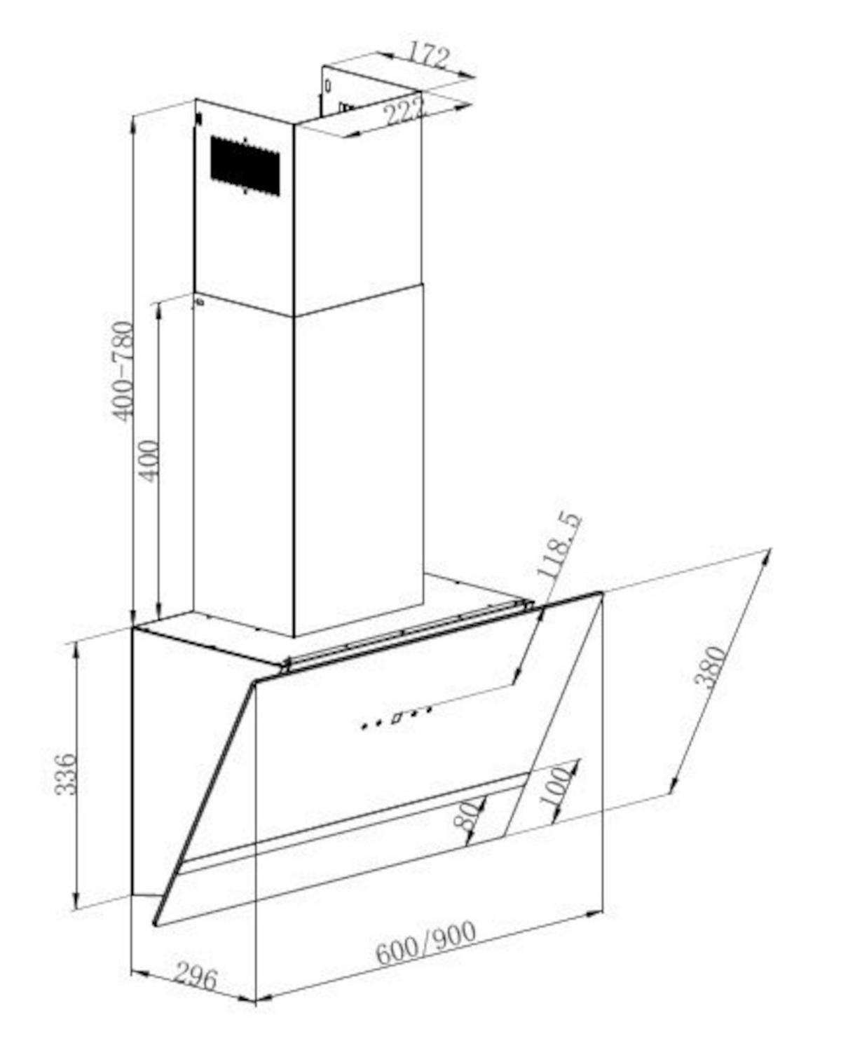 Dunstabzugshaube S21-60ABTH Schwarz - Edelstahlfarben/Schwarz, Basics, Glas/Metall (60/111.60/29.6cm) - PKM