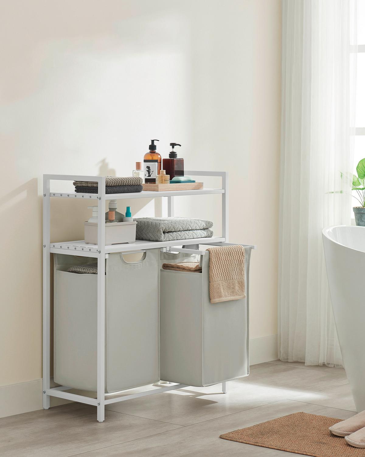 WÄSCHEKORB LUANDRY BASKET - Weiß, MODERN, Holzwerkstoff/Metall (73/92/33cm) - MID.YOU