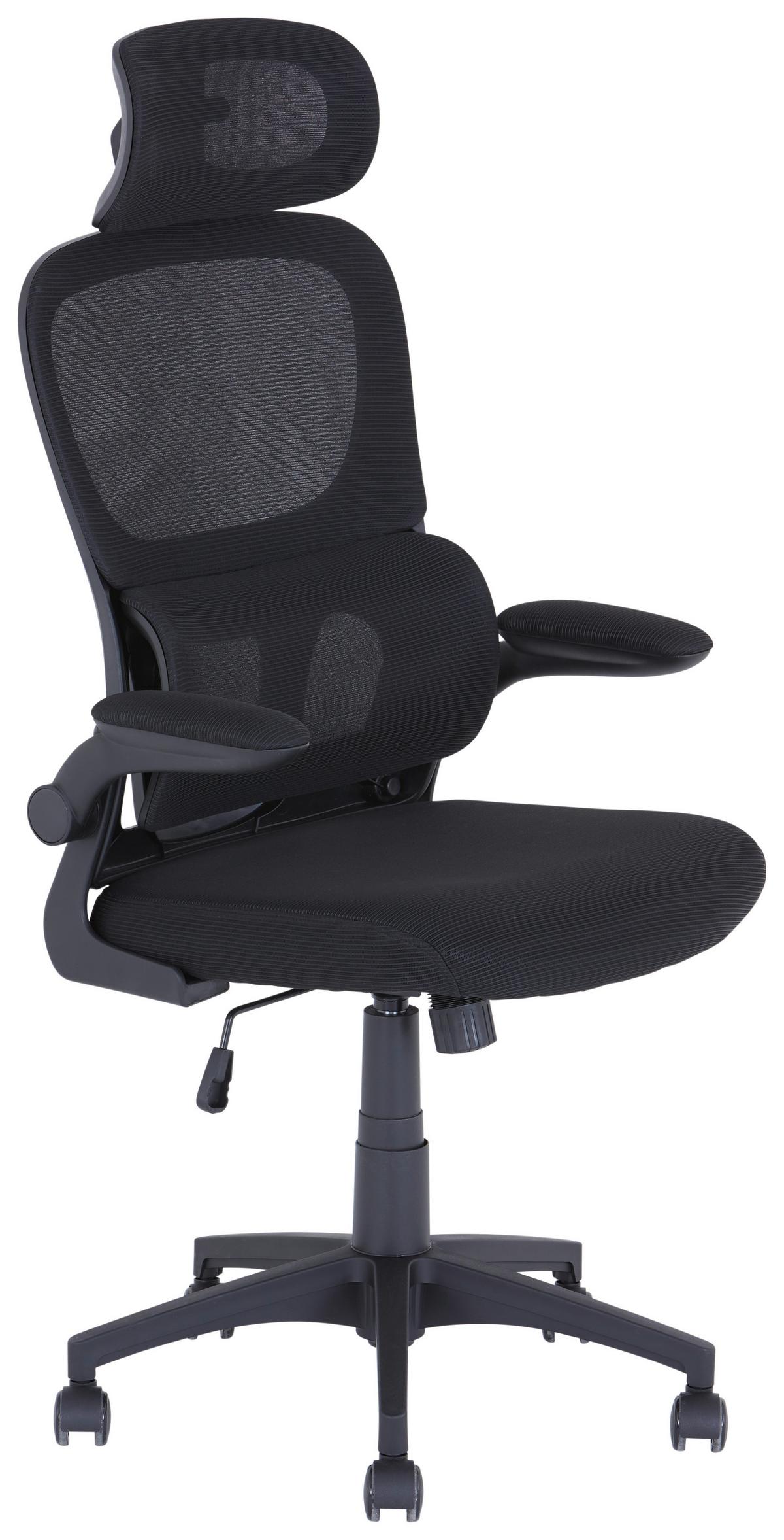 Scaun directorial GARY 1 - negru, Modern, plastic/textil (62/115-125/65cm) - Modern Living