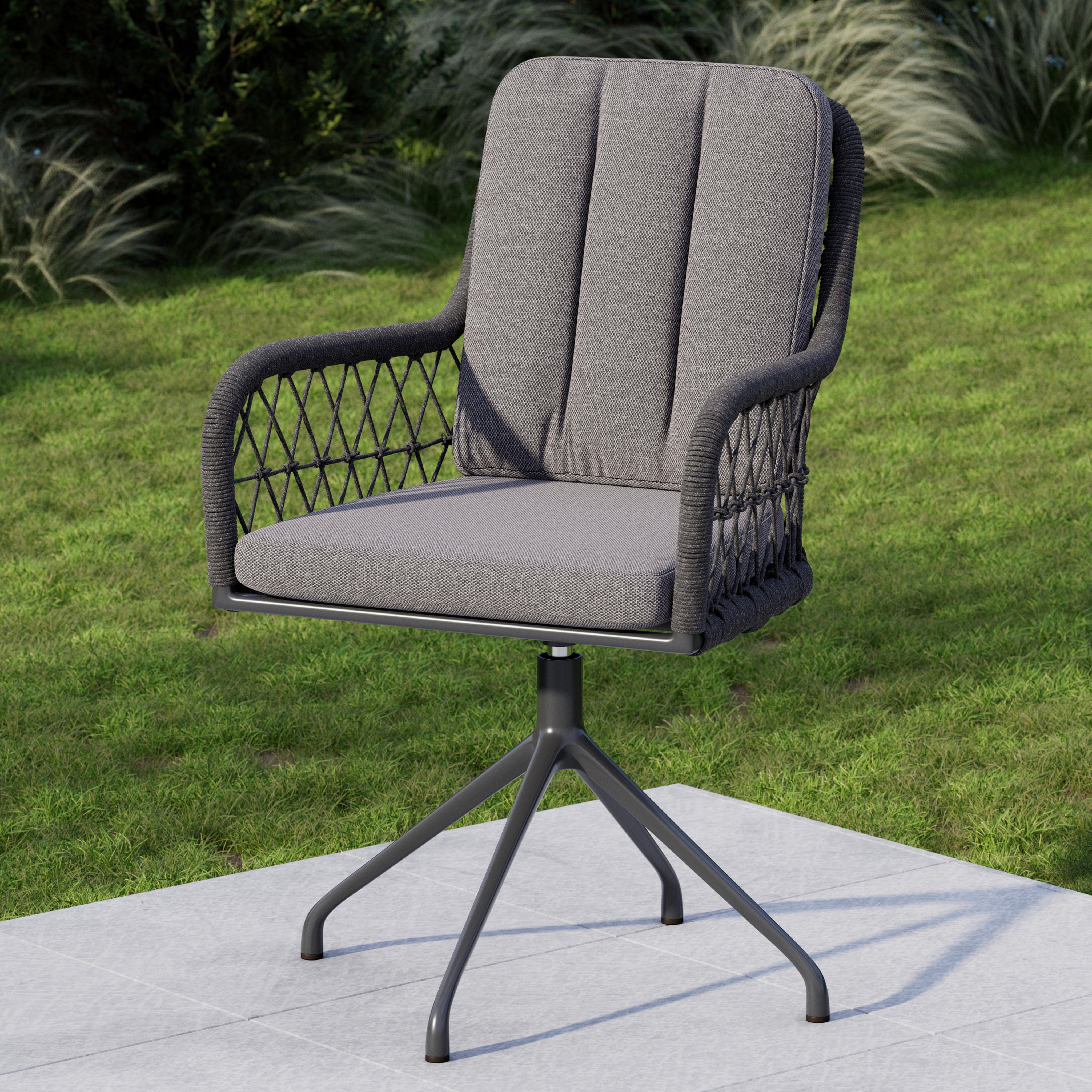 Gartenstuhl Bella Hellgrau/Dunkelgrau - Dunkelgrau/Hellgrau, MODERN, Textil/Metall (59/61/80cm) - Mömax