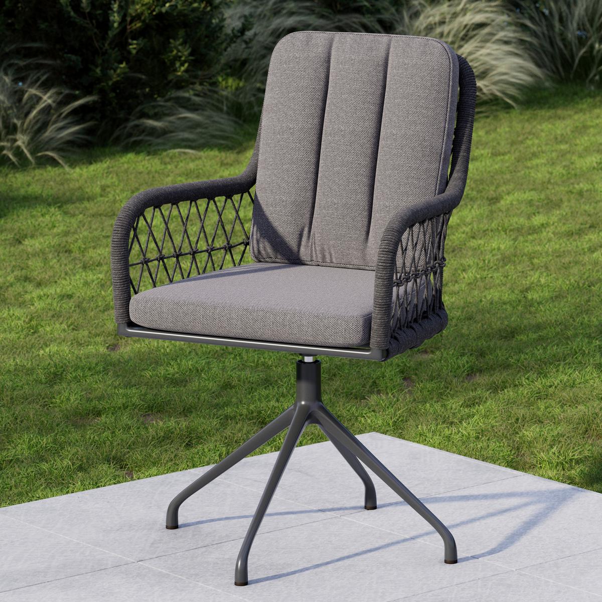 Gartenstuhl Bella Hellgrau/Dunkelgrau - Dunkelgrau/Hellgrau, MODERN, Textil/Metall (59/61/80cm) - Mömax