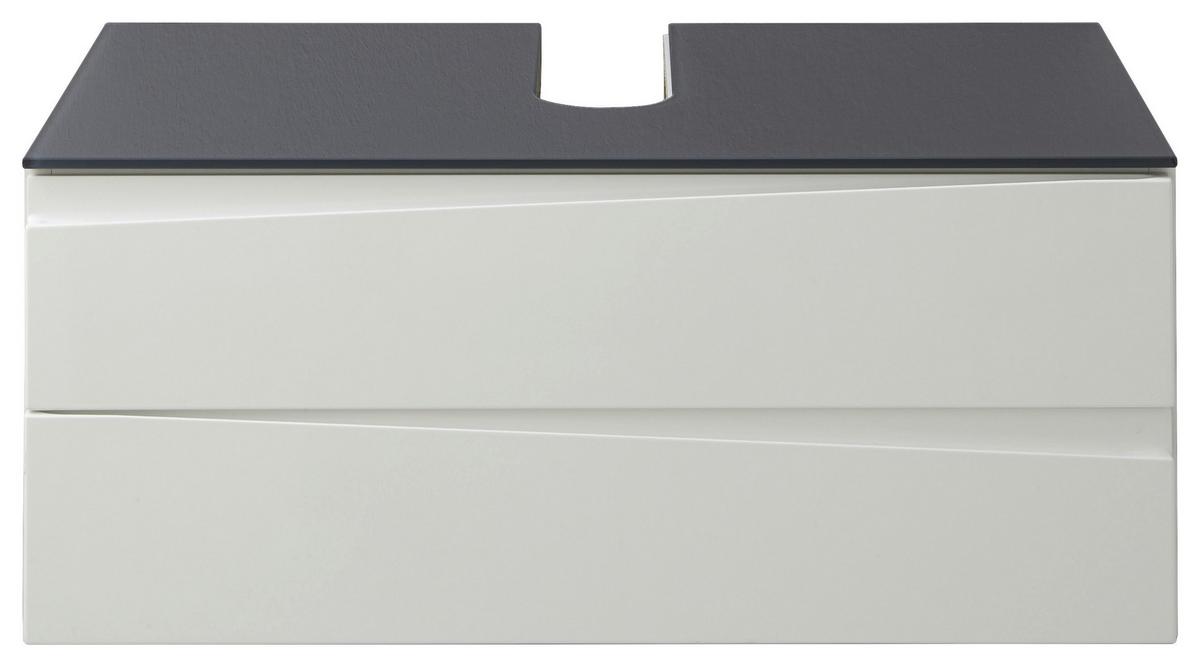 Waschbeckenunterschrank Shape ca. 80x33x47cm Weiß/Grau - Weiß Hochglanz/Grau, MODERN, Glas/Holzwerkstoff (80/33/47cm) - MID.YOU