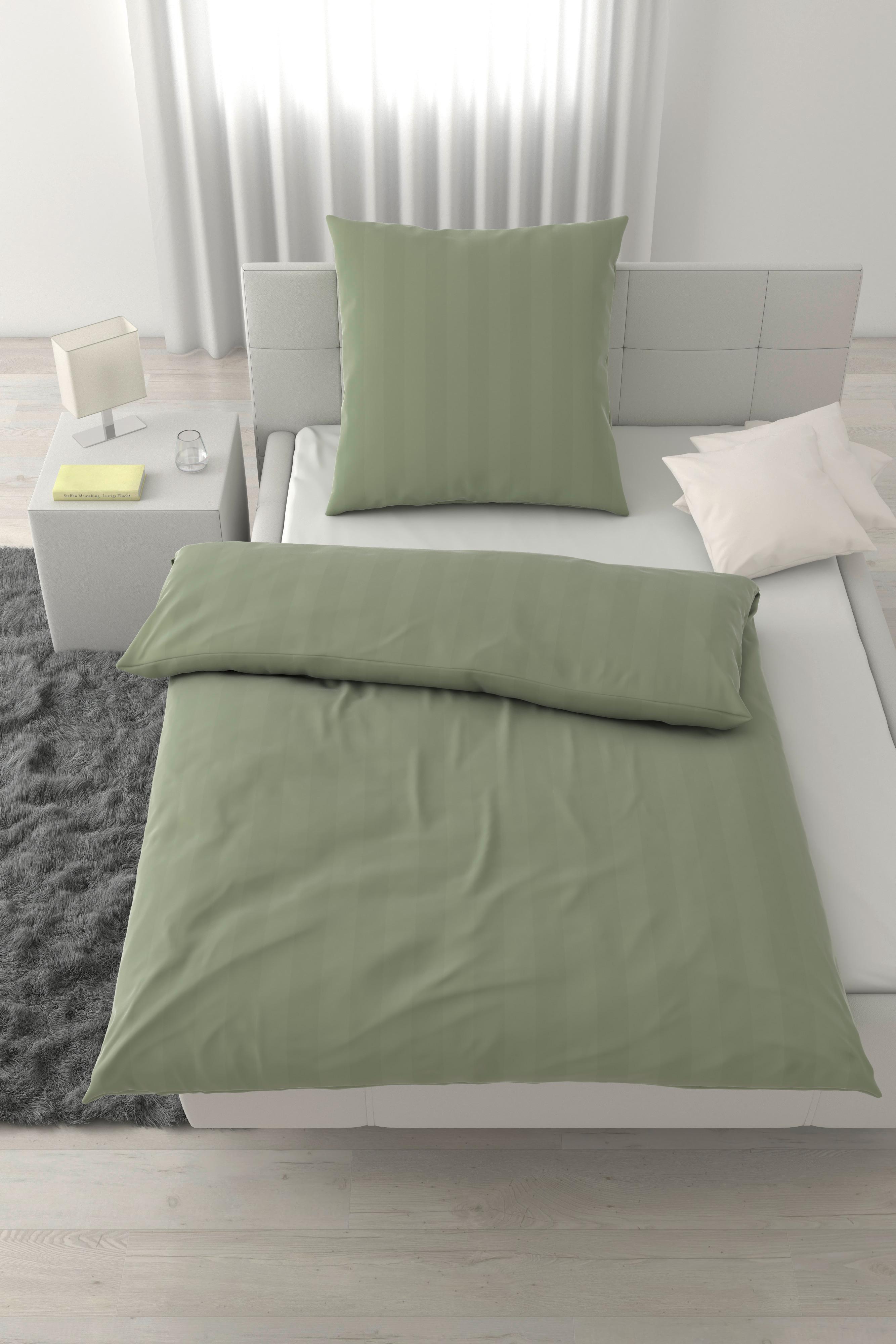 Bettwäsche Xenia Streif Hellgrün ca. 135x200cm - Hellgrün, MODERN, Textil (135/200cm) - Premium Living