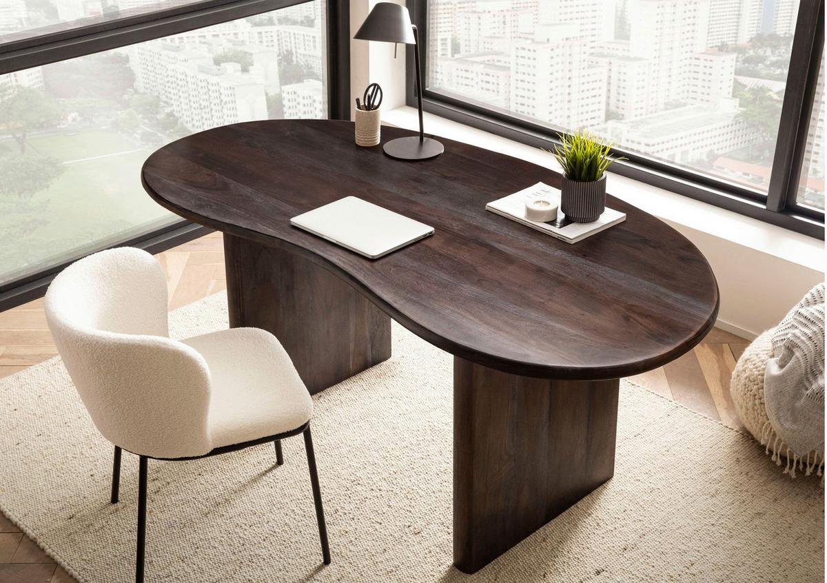 Schreibtisch WL7.230 Dunkelbraun Echtholz - Dunkelbraun, Design, Holz (180/90/75cm) - MID.YOU