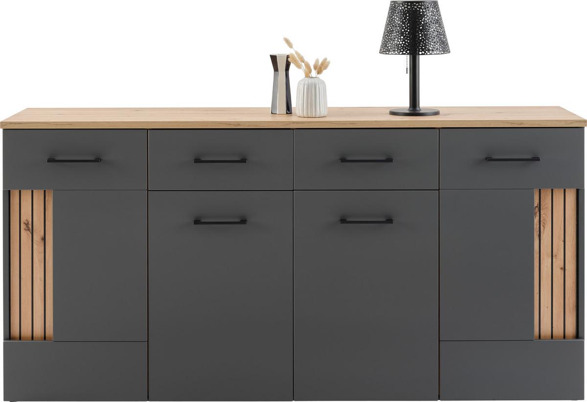 Komoda Amare - crna, Moderno, drvni materijal/metal (170/87/40cm)