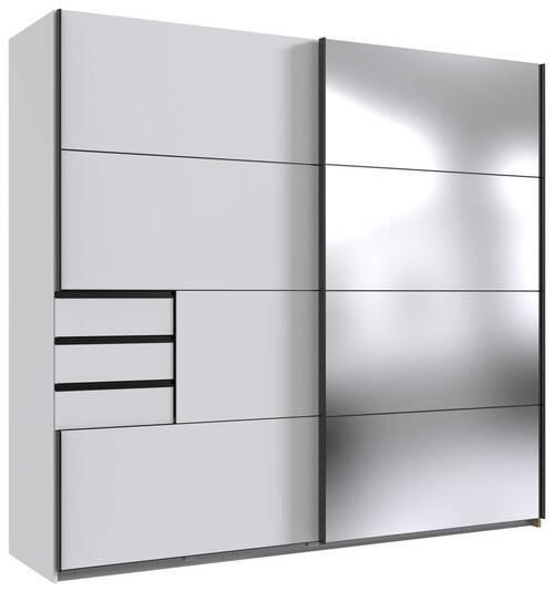 Schwebetürenschrank Saigon in Weiß ca. 225x208x64cm - Silberfarben/Schwarz, KONVENTIONELL, Glas/Holzwerkstoff (225/208/64cm) - Premium Living