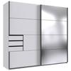 Schwebetürenschrank Saigon in Weiß ca. 225x208x64cm - Silberfarben/Schwarz, KONVENTIONELL, Glas/Holzwerkstoff (225/208/64cm) - Premium Living