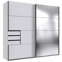 Schwebetürenschrank Saigon in Weiß ca. 225x208x64cm - Silberfarben/Schwarz, KONVENTIONELL, Glas/Holzwerkstoff (225/208/64cm) - Premium Living