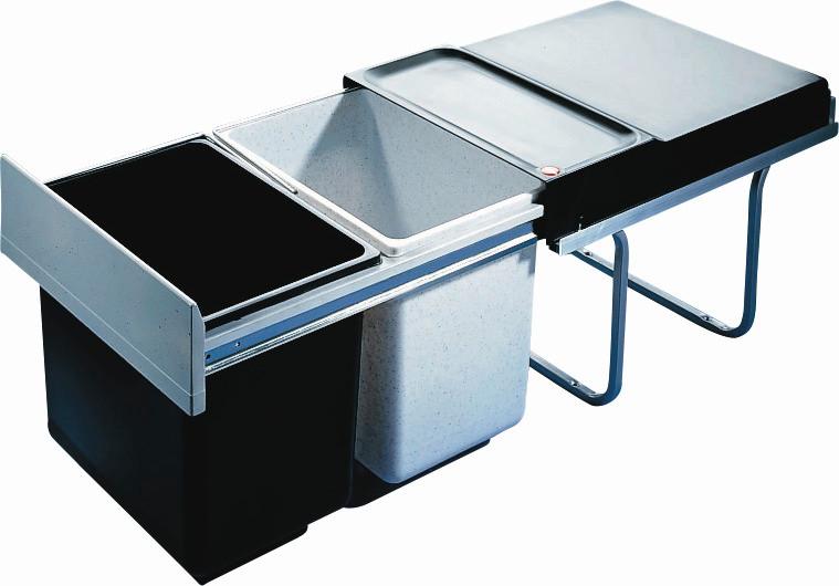 Abfallsammler 372400 - Schwarz/Grau, Kunststoff (34,6/32/47,1cm) - HKT