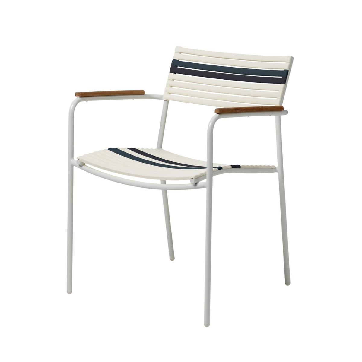 Gartenstuhl Mood Weiß/Schwarz/Teak - Weiß/Naturfarben, Natur, Holz/Kunststoff (60/84/58cm) - Gardenson