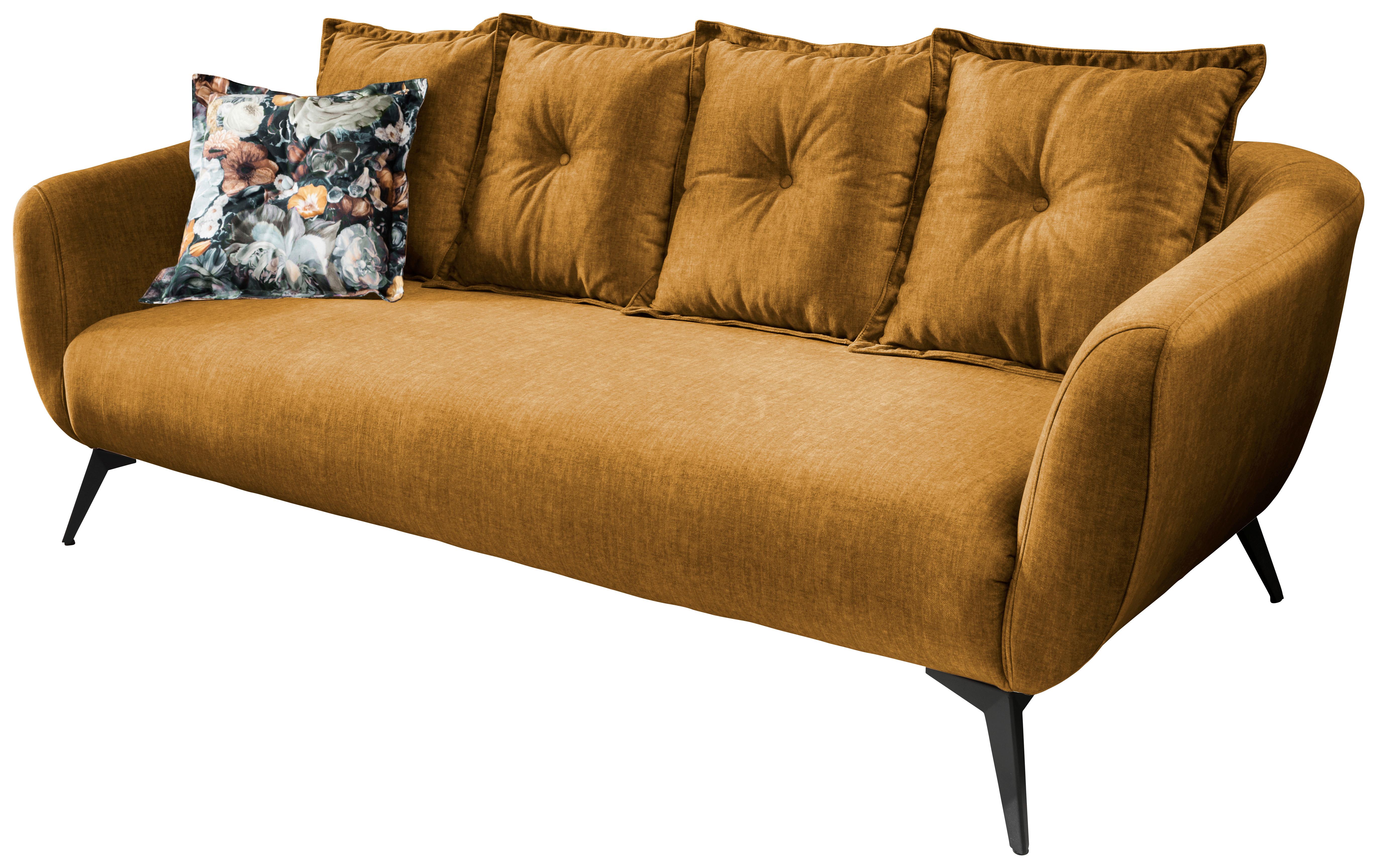 3-Sitzer Sofa Baggio Gelb Velours - Gelb/Multicolor, MODERN, Holz/Textil (236/94/103cm) - Livetastic