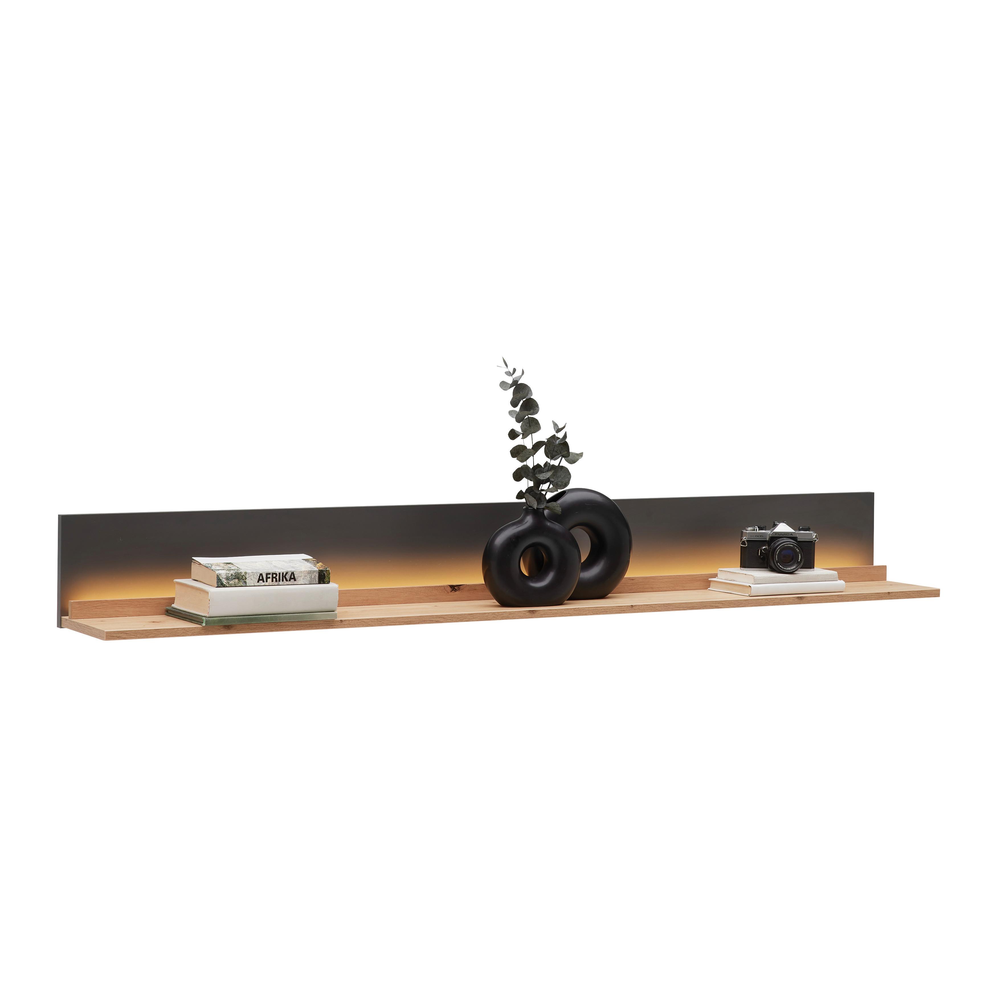 Wandboard Florenz Grau/Eiche Artisan - Eiche Artisan/Grau, MODERN, Holzwerkstoff (160/18/21,6cm) - Premium Living