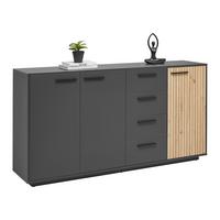 Sideboard Lukas Anthrazit/Schwarz/Eichefarben - Anthrazit/Schwarz, MODERN, Holzwerkstoff/Kunststoff (183,6/95,4/40,2cm) - Mömax