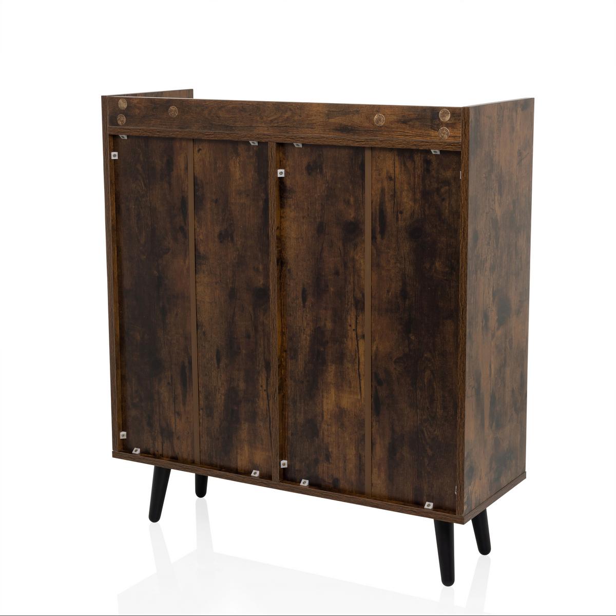 Komoda Myrdal, Rjava, Črna - črna/rjava, Moderno, kovina/leseni material (80/90/30cm) - MID.YOU