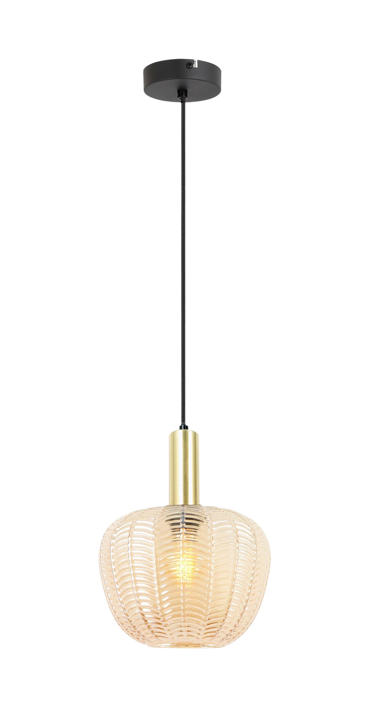 Viseča Svetilka Emo - črna/barve jantarja, Moderno, kovina/steklo (23/120cm) - Mömax