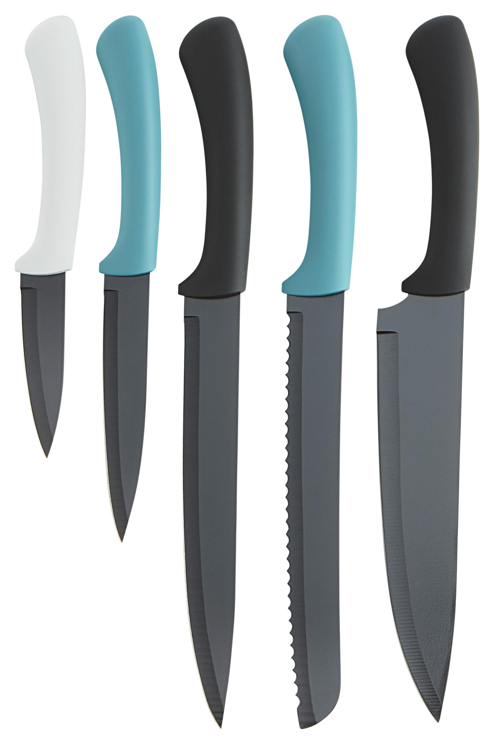 zestaw noży Emil mix kolorów, 5szt - petrol/czarny, tworzywo sztuczne/metal - Premium Living