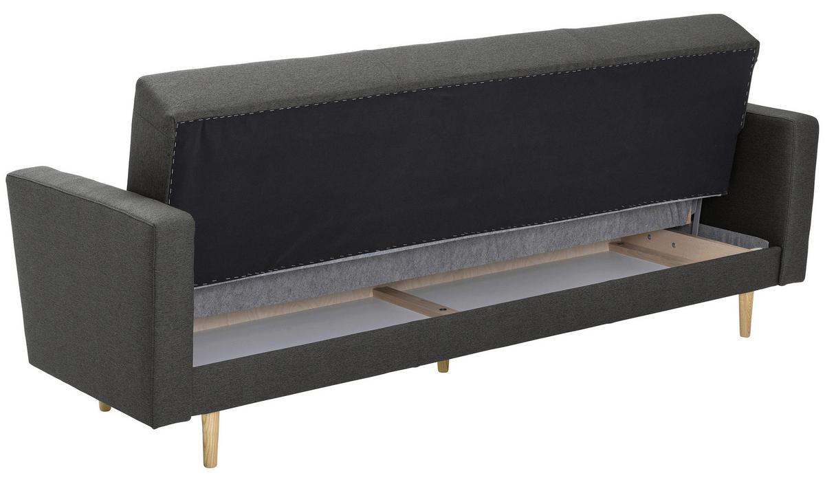 3-Sitzer-Sofa Jasmin Anthrazit Flachgewebe mit Schlaffunktion - Anthrazit/Eschefarben, MODERN, Holz/Textil (224/81/83cm) - Max Winzer