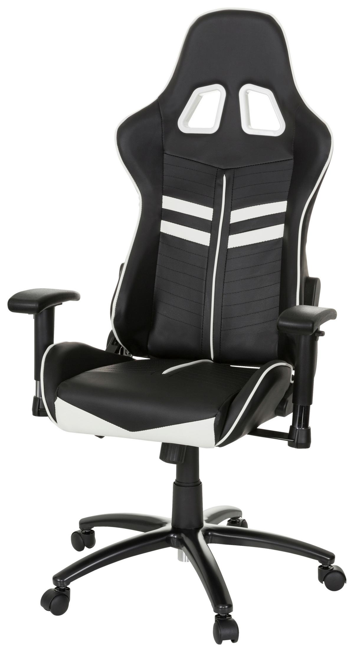 Gaming Stol League Pro, Črna, Bela - črna/bela, Moderno, kovina/umetna masa (72/138/63cm) - MID.YOU