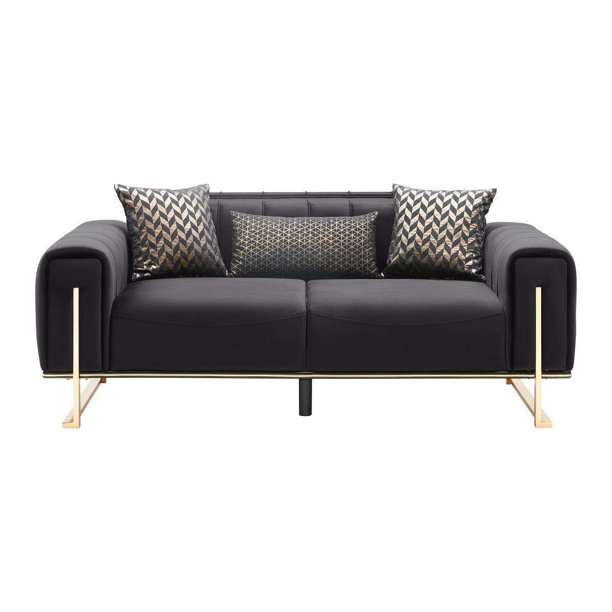 2-Sitzer-Sofa Aile in Schwarz/Goldfarben - Goldfarben/Schwarz, LIFESTYLE, Textil (190/80/90cm) - Based