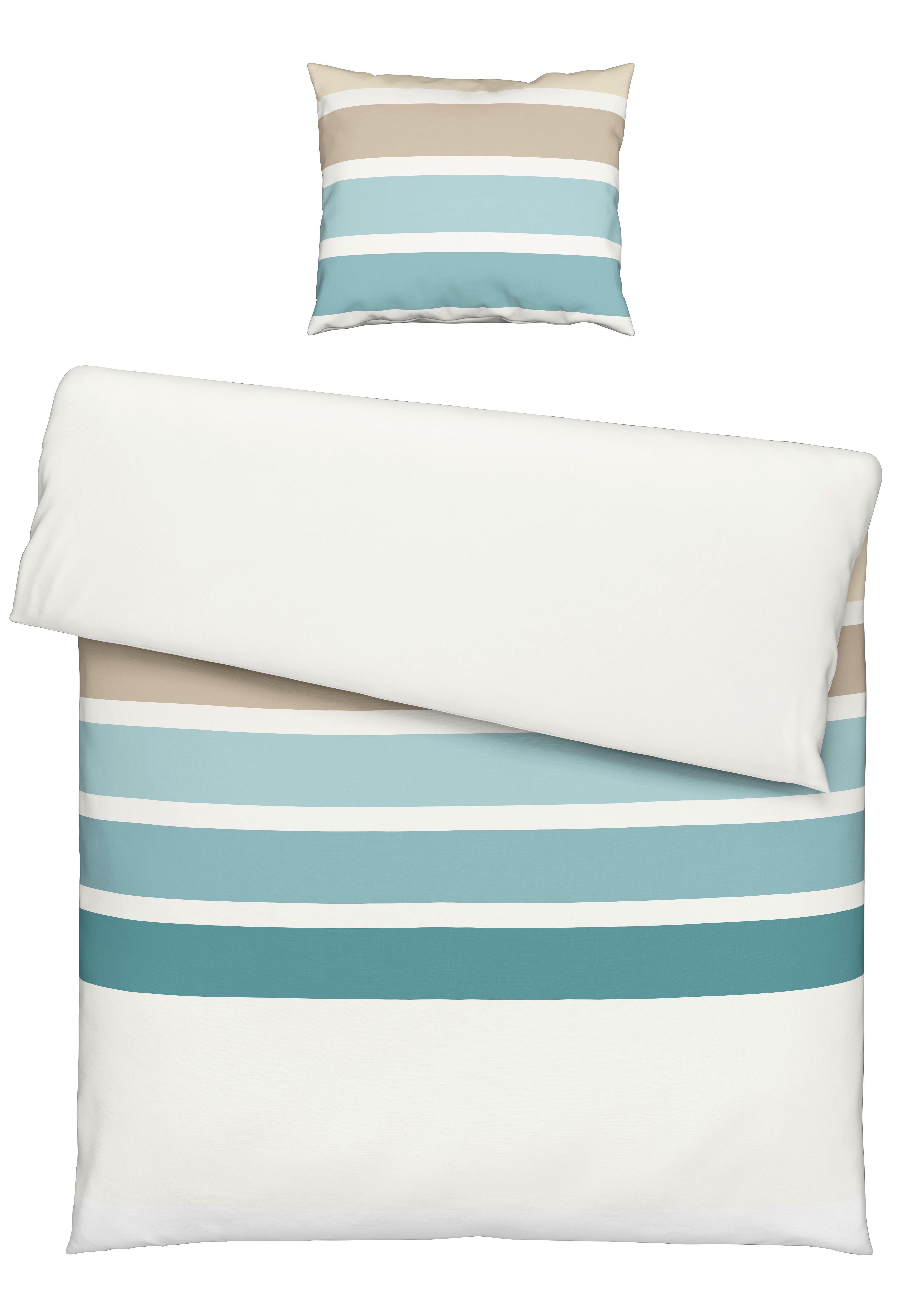 BETTWÄSCHESET SILKE - Blau/Beige, Modern, Textil (160/210cm) - Modern Living