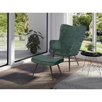 Sesselset Uta Dunkelgrün Samt - Dunkelgrün/Schwarz, Basics, Textil/Metall (72-60/97-39/80-41cm) - MID.YOU