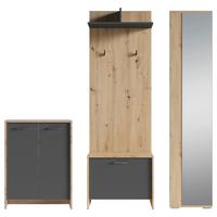 Garderobe Ben 4-tlg. Eiche Artisan/Anthrazit - Anthrazit/Eiche Artisan, Design, Holzwerkstoff (40/184/35cm) - MID.YOU