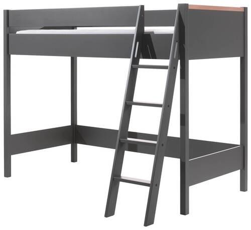 Hochbett London, 90x200 cm, inkl. Lattenrost - Dunkelgrau/Anthrazit, MODERN, Holz/Holzwerkstoff (90/200cm) - MID.YOU