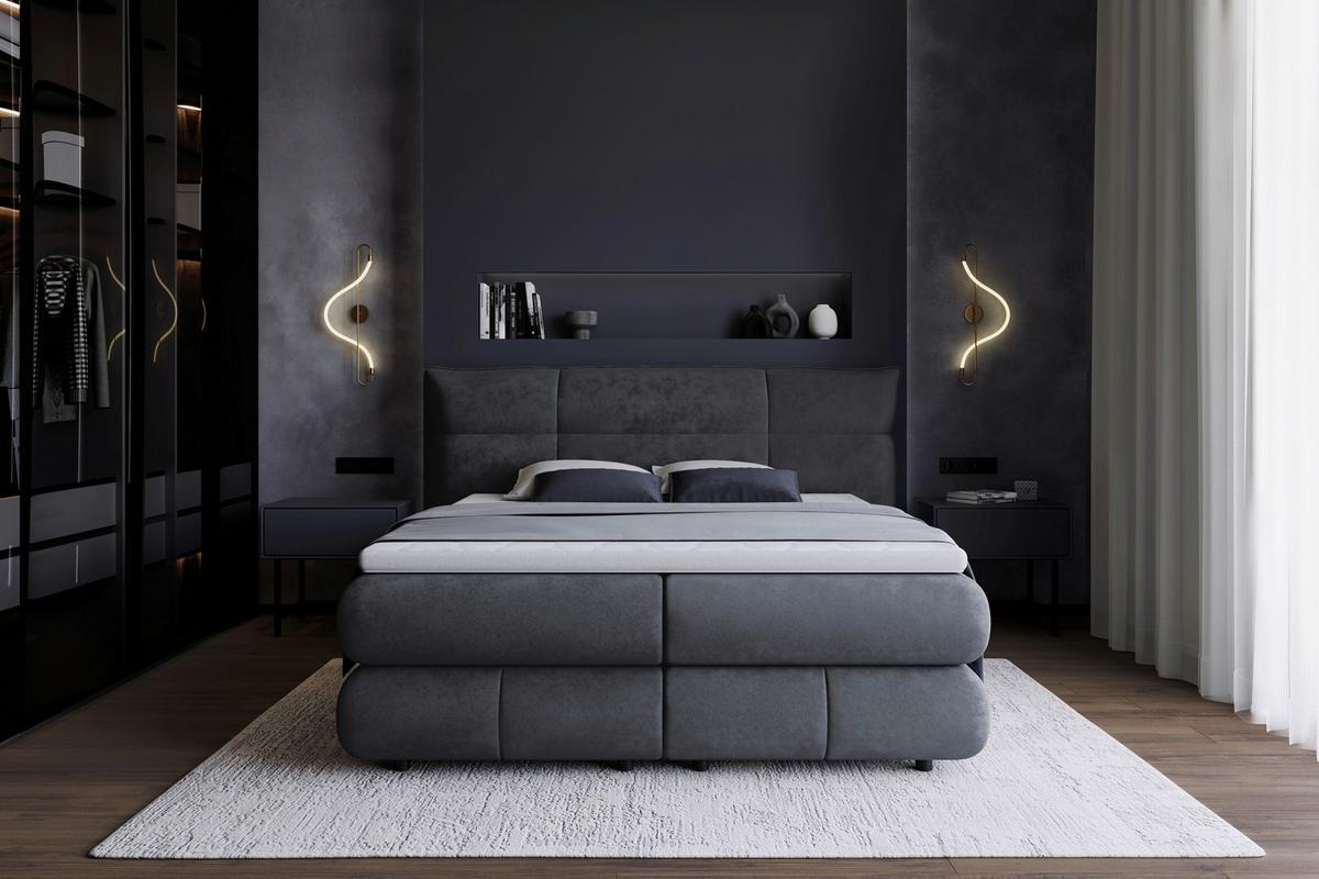 Boxspring Krevet Carmelo - crna, Trend, tekstil/plastika (140/200cm) - Premium Living