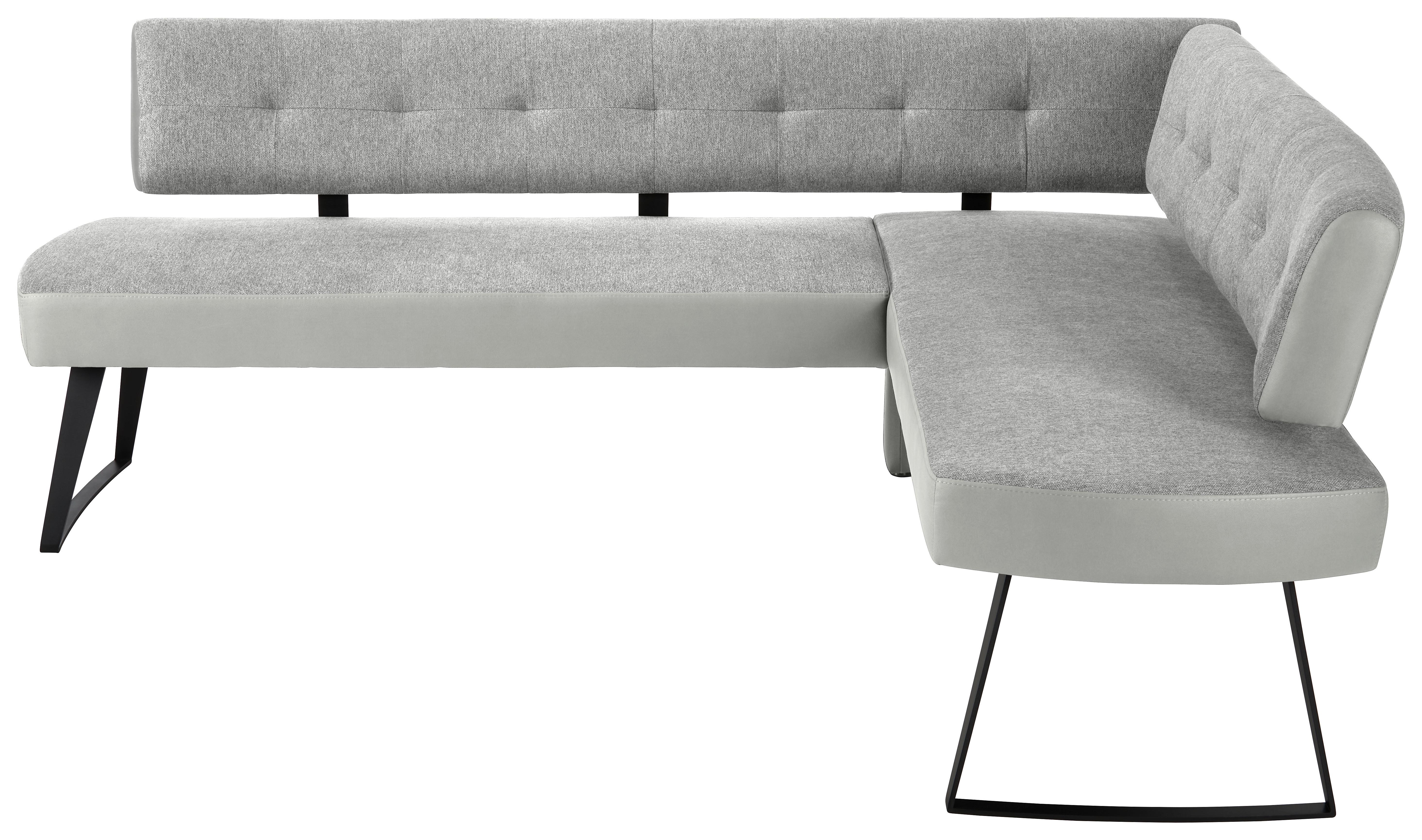 Eckbank in Hellgrau in Hellgrau ca. 220x170cm - Hellgrau/Schwarz, Modern, Textil/Metall (220/170cm) - Premium Living