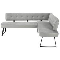 Eckbank in Hellgrau in Hellgrau ca. 220x170cm - Hellgrau/Schwarz, MODERN, Textil/Metall (220/170cm) - Premium Living