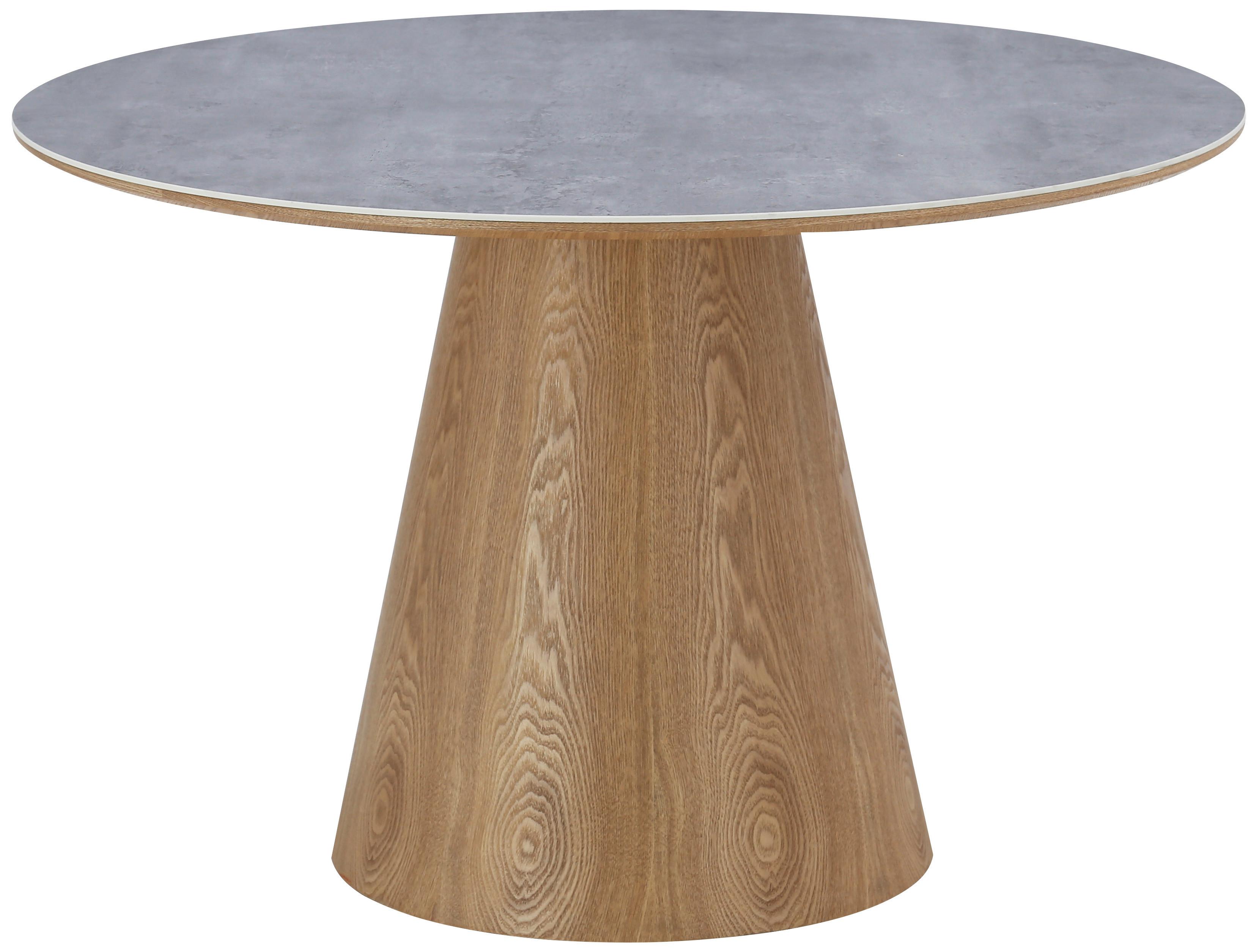 Jedilna Miza Aiden, Siva, Barva Hrasta, Ø 120cm - siva/barve hrasta, Moderno, leseni material/les (120/120/75cm) - MID.YOU