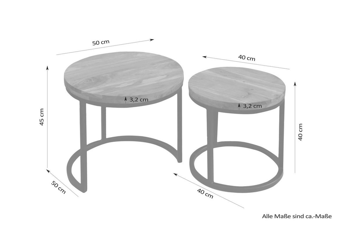 Satztisch Selma in Schwarz/Akazienfarben - Schwarz/Akaziefarben, MODERN, Holz/Metall - MID.YOU