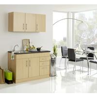 Miniküche Toronto B: ca. 120cm Buchefarben - Chromfarben/Buchefarben, MODERN, Holzwerkstoff/Metall (120cm) - Held