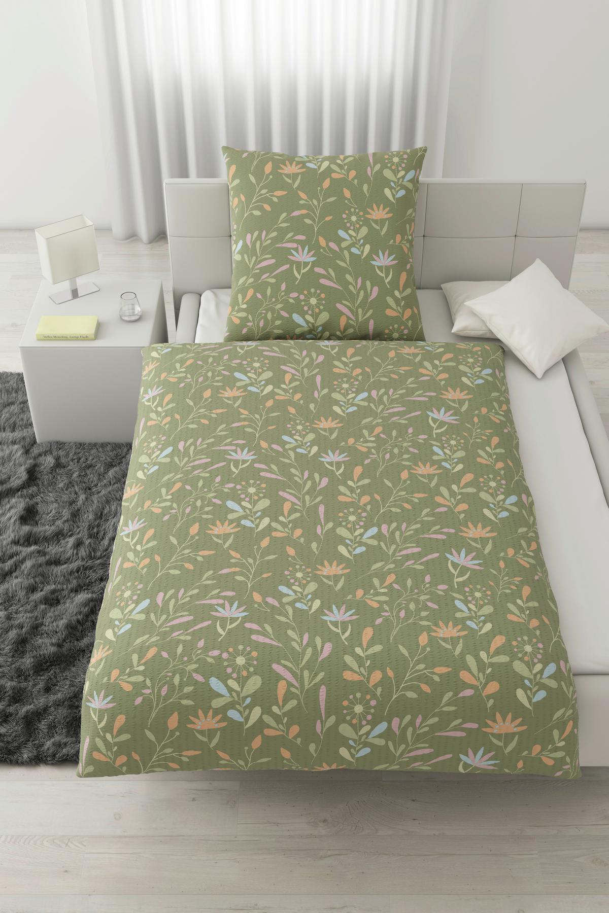 Bettwäsche Marina XL Grün ca. 155x220cm - Grün, KONVENTIONELL, Textil (155/220cm) - Mömax