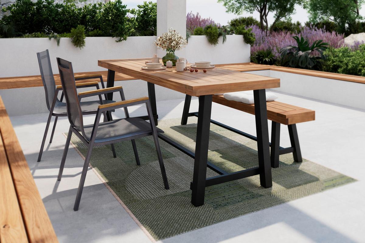 FOTEL SZTAPLOWANY HONOLULU - antracytowy/kolor naturalny, Basics, metal/drewno (55/88/65,5cm) - Mömax