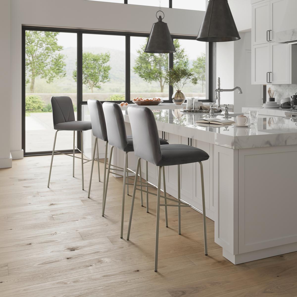Barhocker  Tara Grau Samt Gepolstert - Champagner/Grau, MODERN, Holz/Textil (53/110/57cm) - Bessagi Home